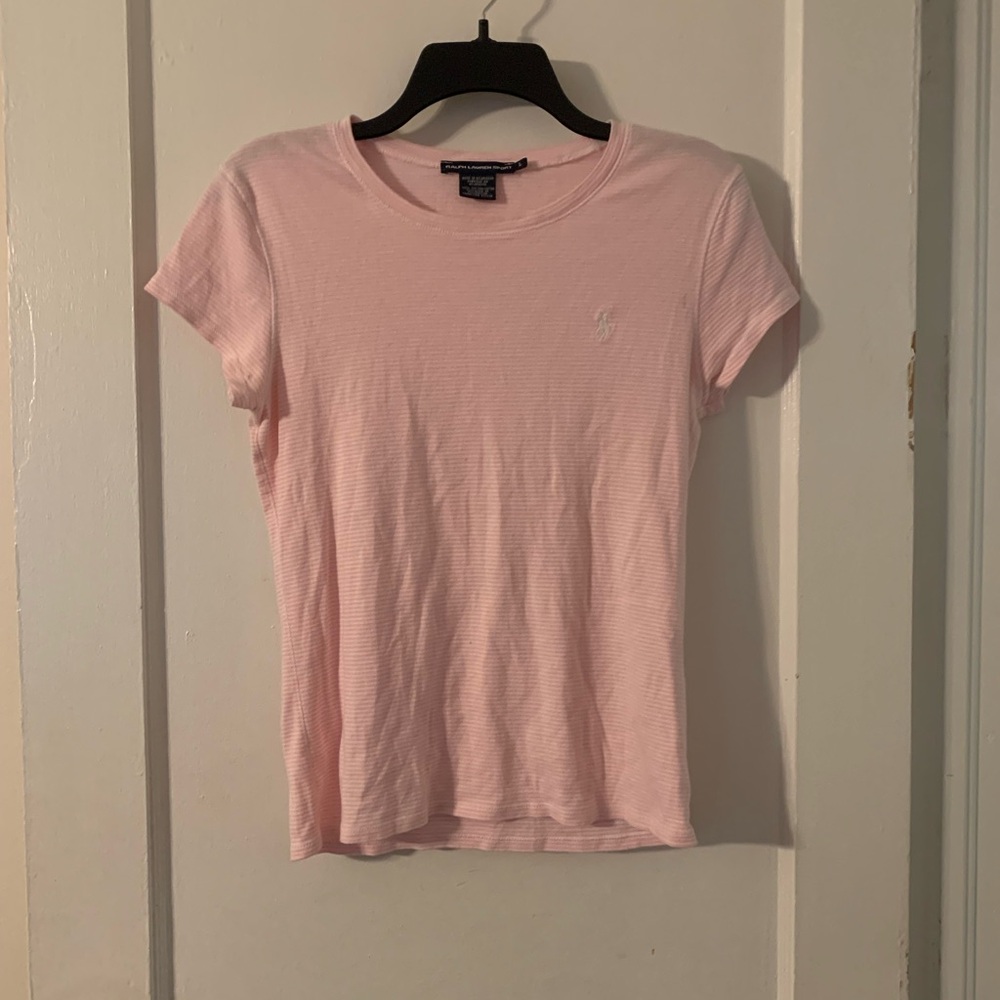 Ralph Lauren Sport Baby Pink and White Tee